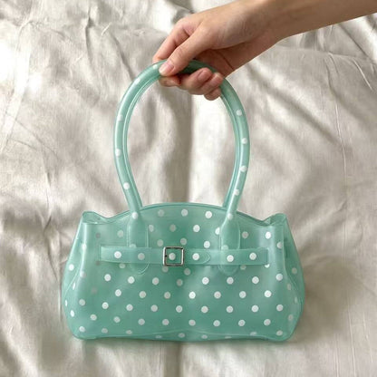 Green White Polka Dot Horizontal Candy Color Jelly firkin bag