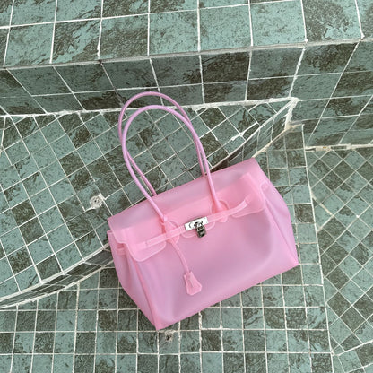 Pink Color Jelly Firkin Tote bag