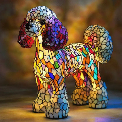 Handmade Stained Glass Dog Lamp | Light for Dog Lovers