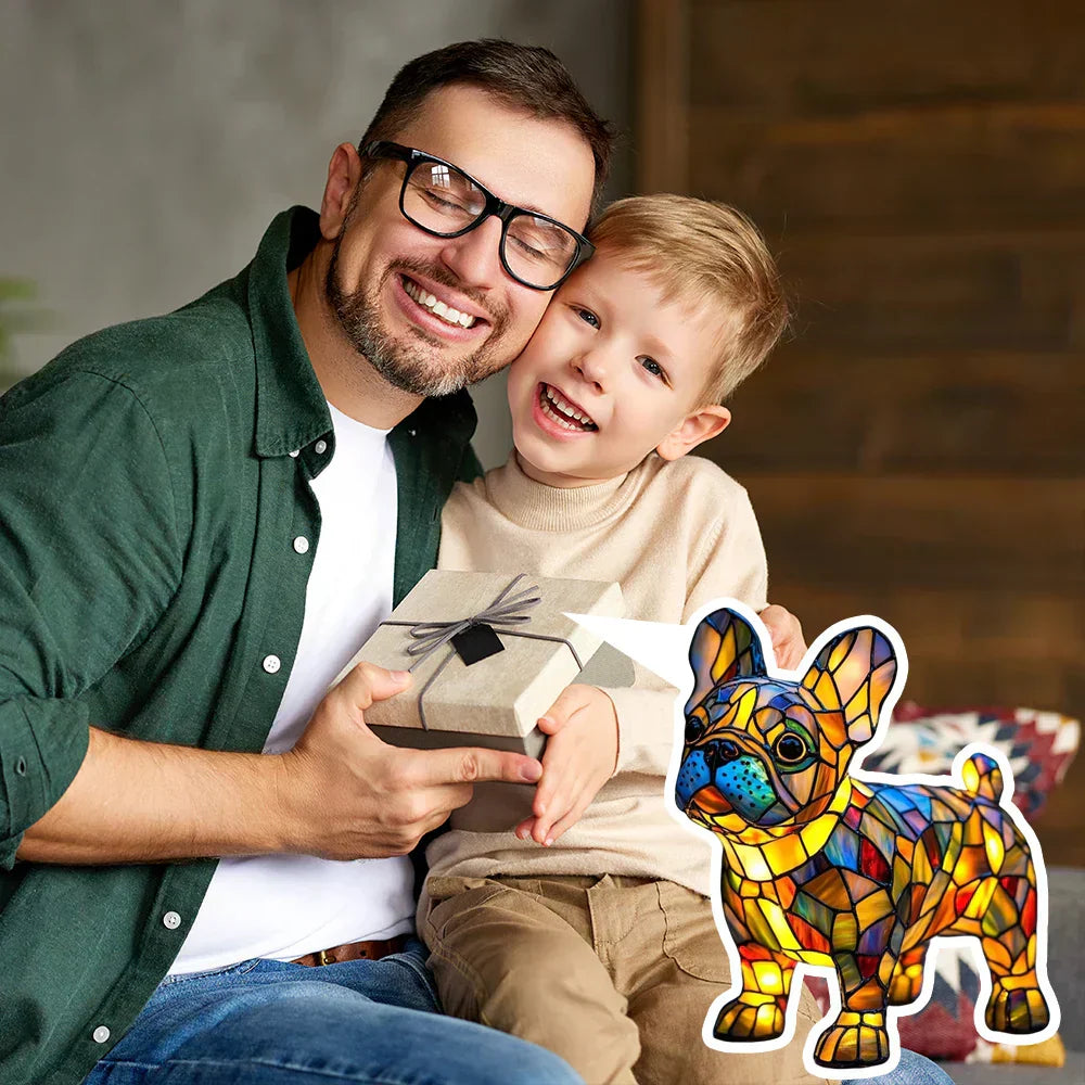 Handmade Stained Glass Dog Lamp | Light for Dog Lovers