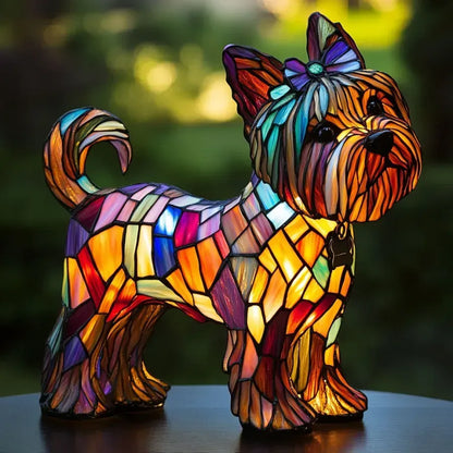 Handmade Stained Glass Dog Lamp | Light for Dog Lovers