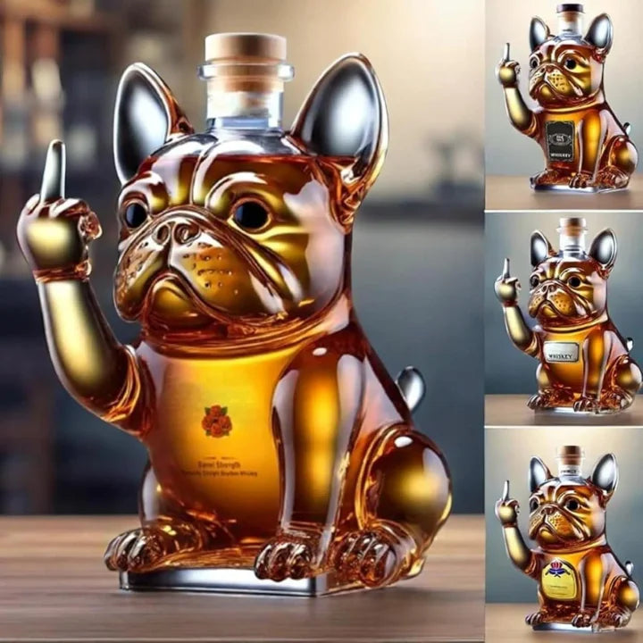 Funny French Bulldog Whiskey Bottle