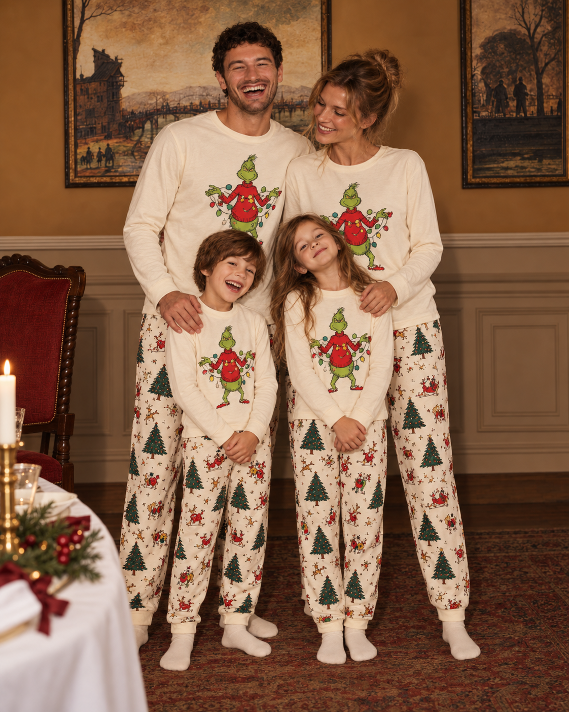 Lights Moment-Grinch Family Christmas Pajamas