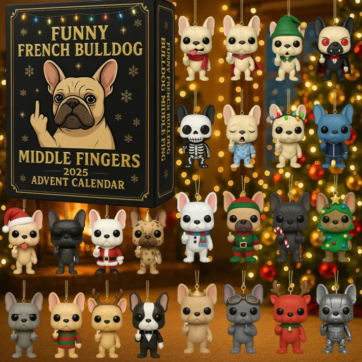 Funny French Bulldog Advent Calendar 2025 with 24 Unique Bulldog Surprises Every Day, Christmas Gift
