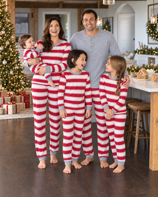 Sweet Holiday Stripes-Family Matching Christmas Pajamas