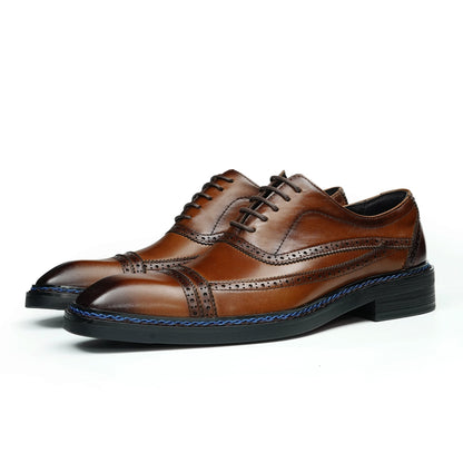 Men's Oxford Shoes: Artisan Broguing & Accent Stitching Detailing