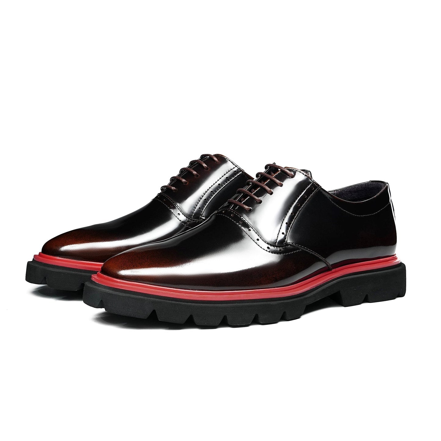 Men's Refined Oxford Shoes: Luminous Finish & Architectural Sole Detailing