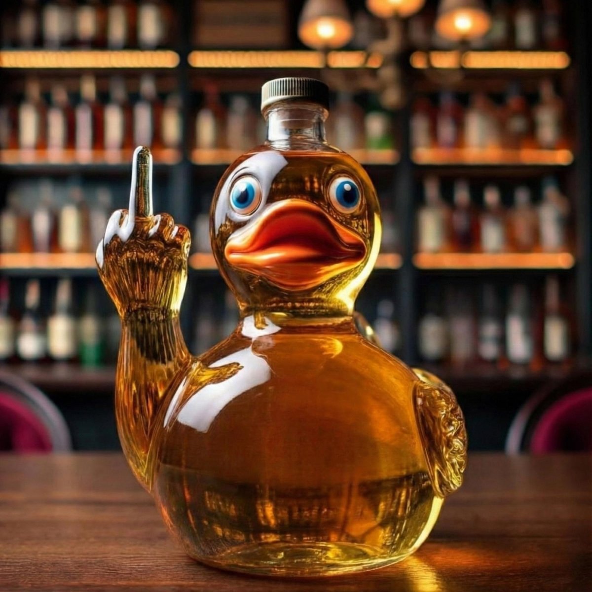 Rebellious Duckie Whiskey Bourbon Decanter Bottle