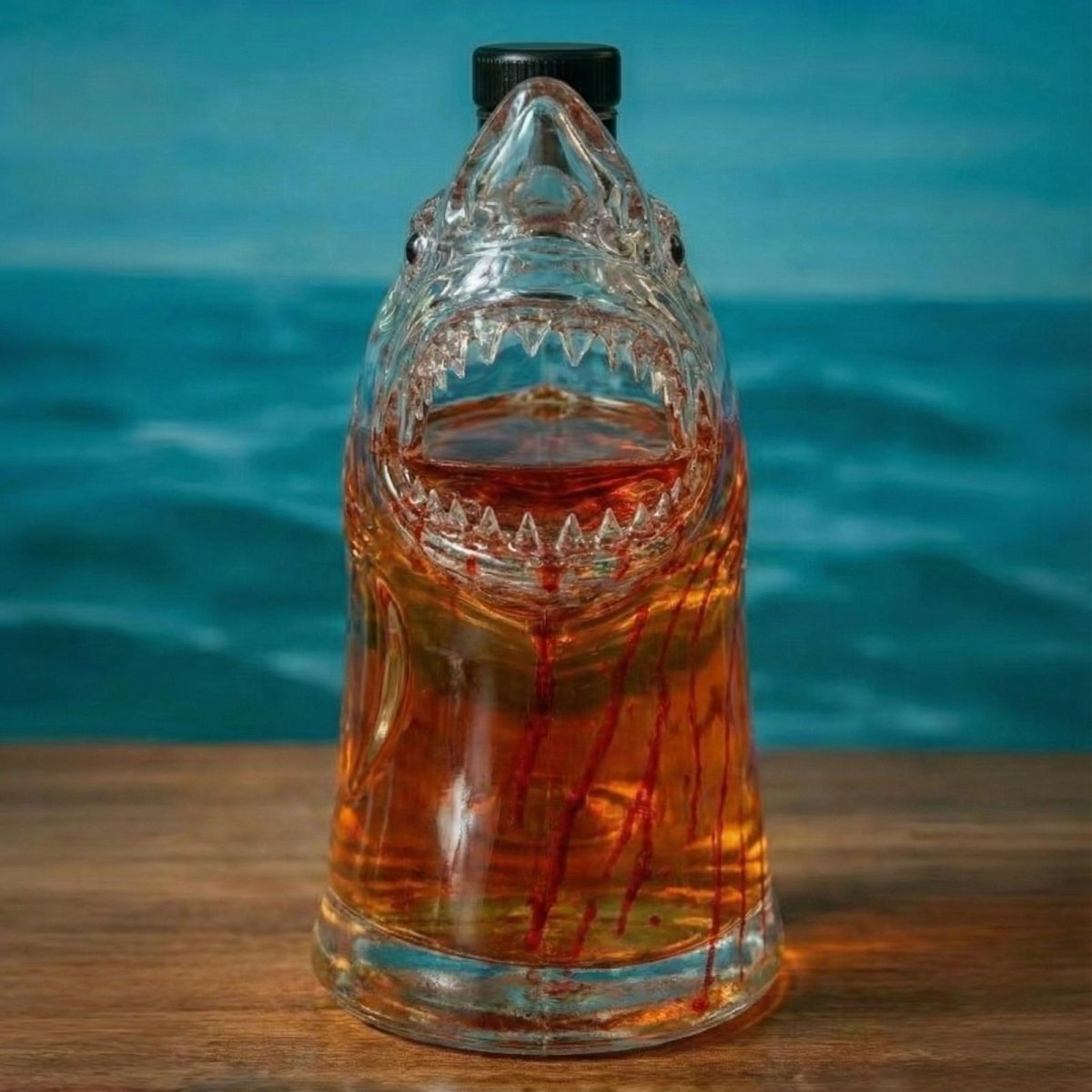 Shark Whiskey Bourbon Decanter Bottle