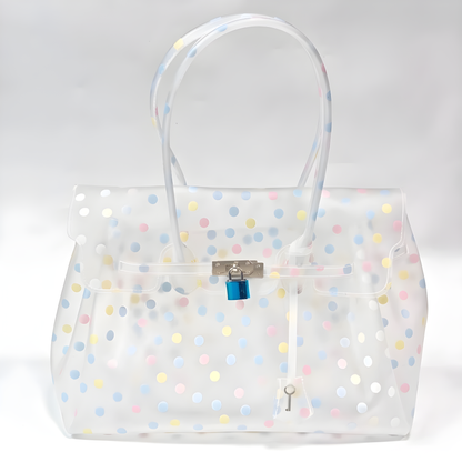 White Polka Dot TPU Jelly Tote Bag jellyfirkin bag