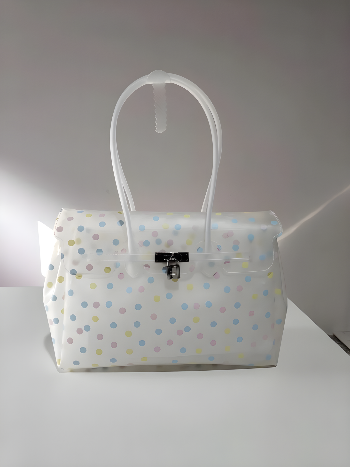 White Polka Dot TPU Jelly Tote Bag jellyfirkin bag