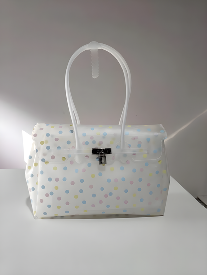 White Polka Dot TPU Jelly Tote Bag jellyfirkin bag