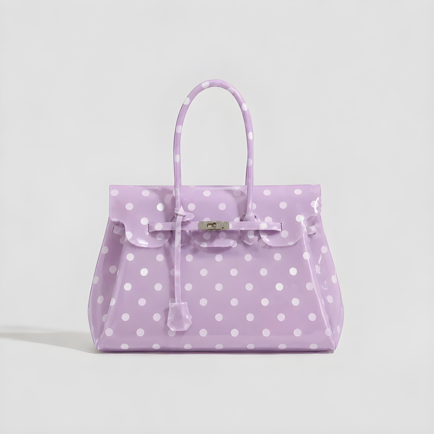 Purple White Polka Dot TPU Jellyfirkin Tote Bag