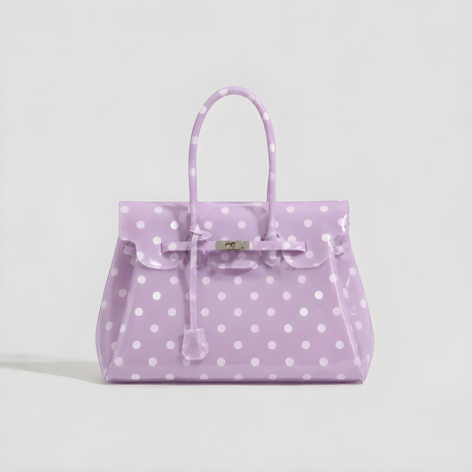 Purple White Polka Dot TPU Jellyfirkin Tote Bag