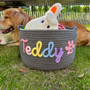Personalized Dog Toy Basket, Custom Name Basket, Pet Toy Storage, Rope Cotton Basket Gift, Pet Toy Basket, Pet Name Gift, Custom Toy Storage