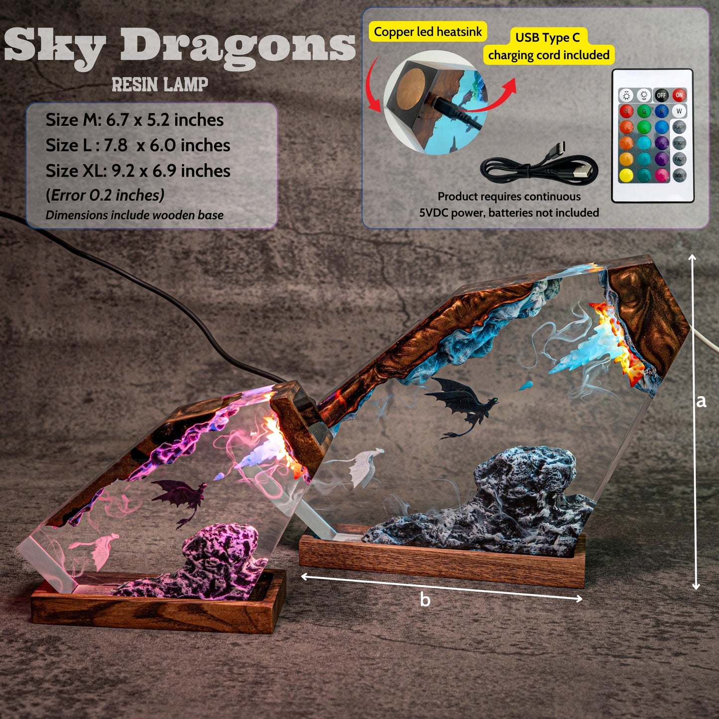 Handmade Resin Lamp – Warm Ambient LED Night Light, Unique Gift for Her