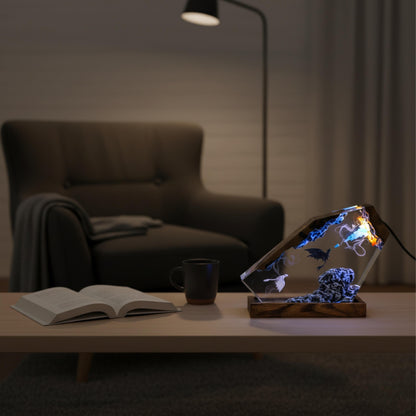 Handmade Resin Lamp – Warm Ambient LED Night Light, Unique Gift for Her