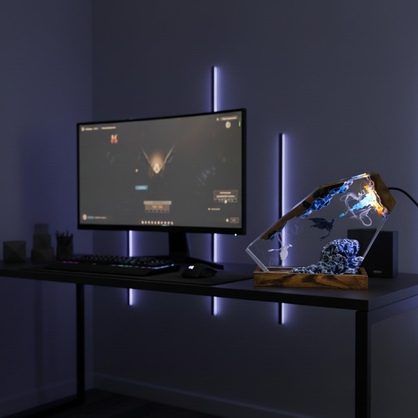 Handmade Resin Lamp – Warm Ambient LED Night Light, Unique Gift for Her