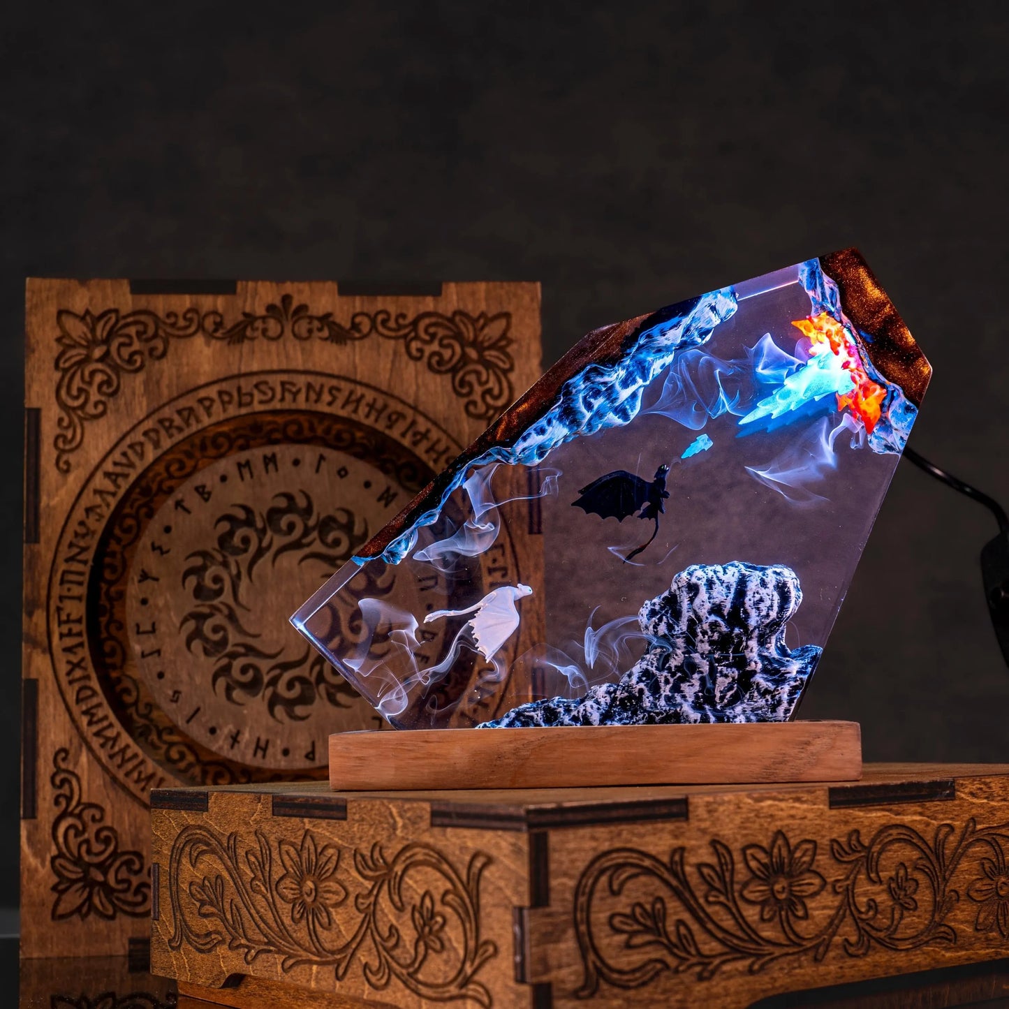 Handmade Resin Lamp – Warm Ambient LED Night Light, Unique Gift for Her