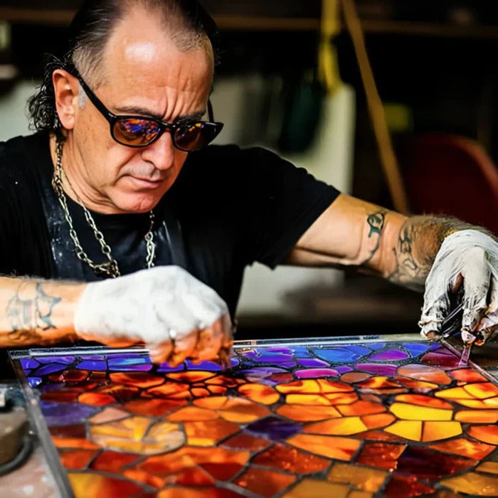 Stained Glass Cat Table Lamp