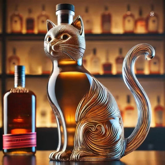 Fancy Cat Whiskey Bourbon Decanter Bottle
