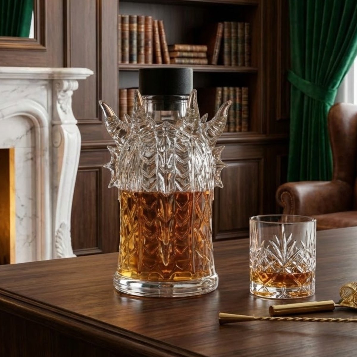 Premium Dragon Whiskey Decanter | Hand-Blown Crystal Glass Liquor Dispenser for Bourbon, Scotch & Spirits | Unique Home Bar Gift