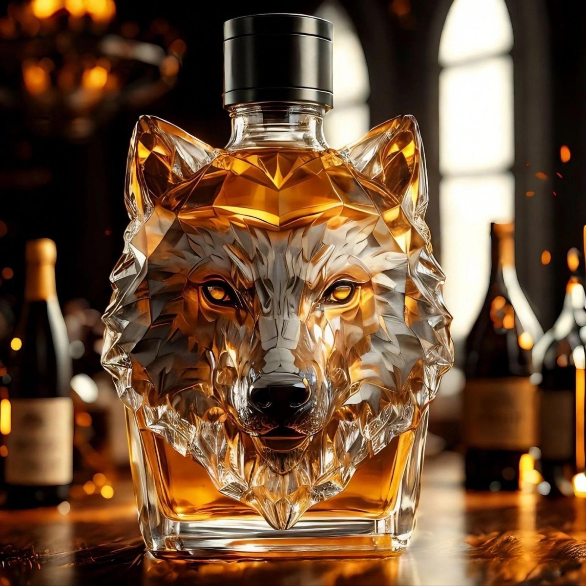 Apex Wolf Whiskey Bourbon Decanter Bottle