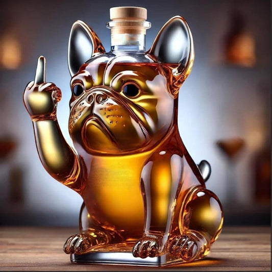 Rebellious Bulldog Whiskey Bourbon Decanter Bottle