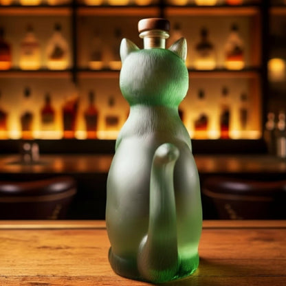 Green Cat Whiskey Bourbon Decanter Bottle