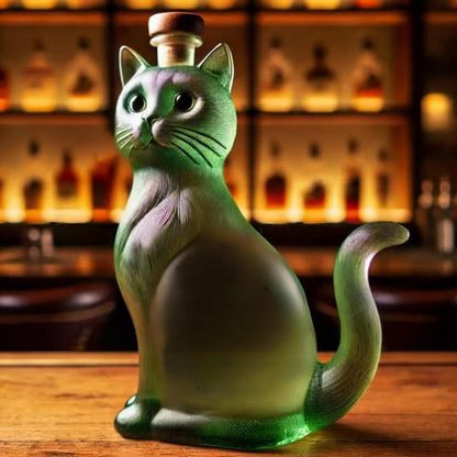 Green Cat Whiskey Bourbon Decanter Bottle