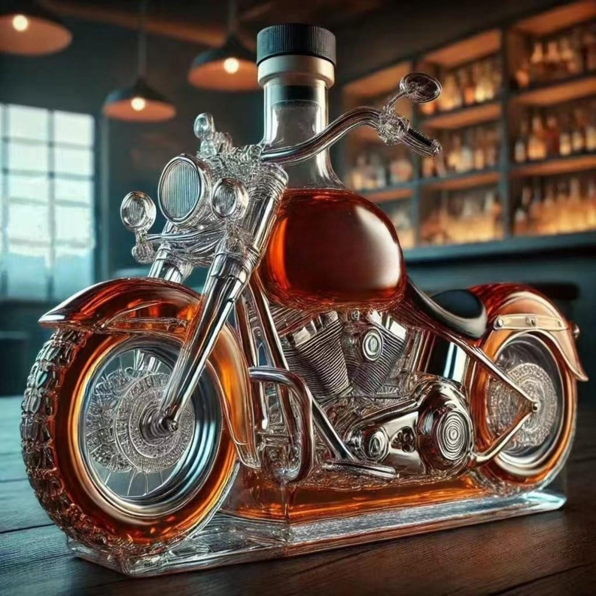 Motorcycle Whiskey Bourbon Decanter Bottle