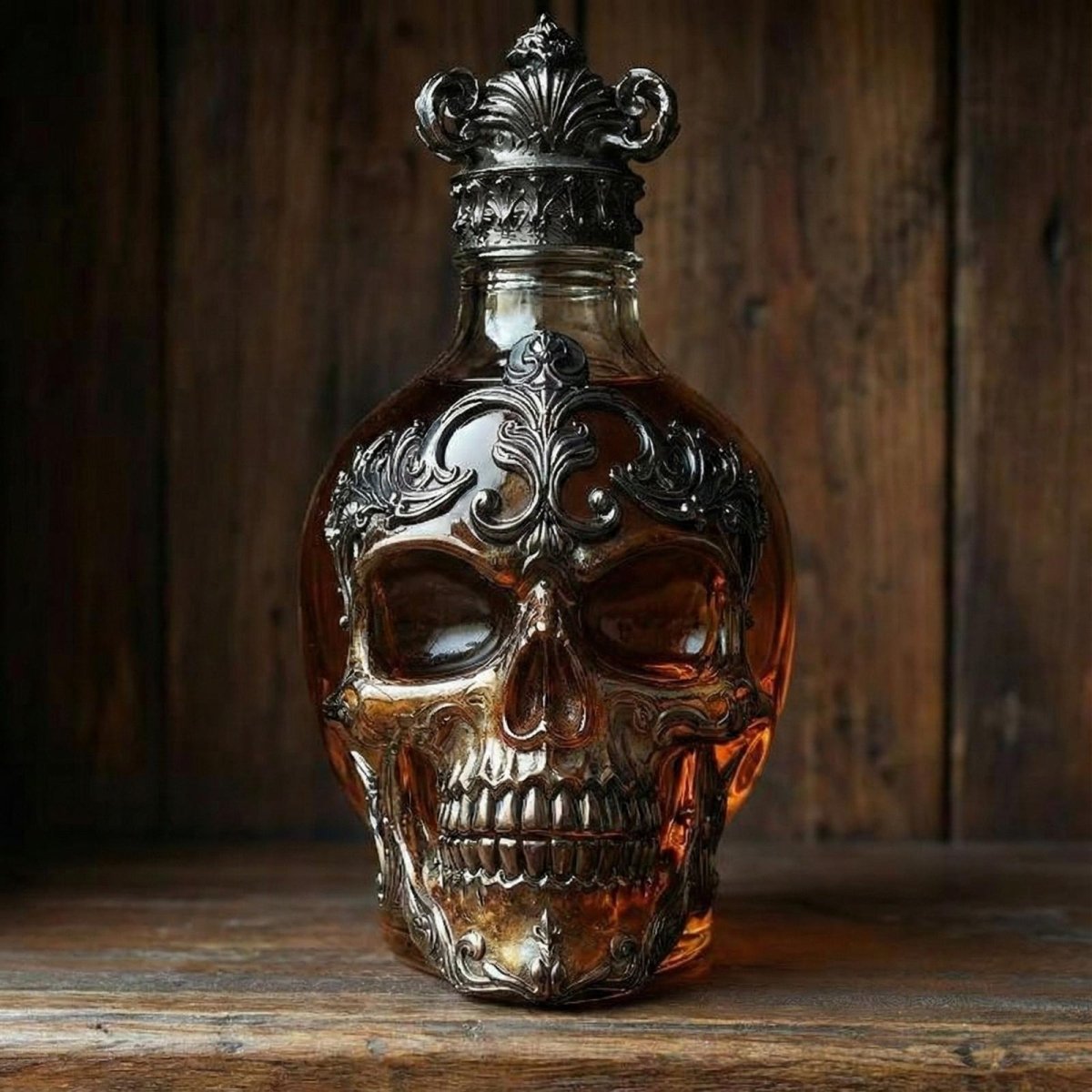 Skull Whiskey Bourbon Decanter Bottle