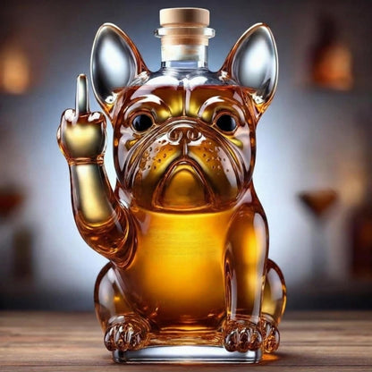 Rebellious Bulldog Whiskey Bourbon Decanter Bottle
