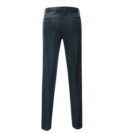 Men's Casual Suit Pant Herringbone Pleat-Front Trousers